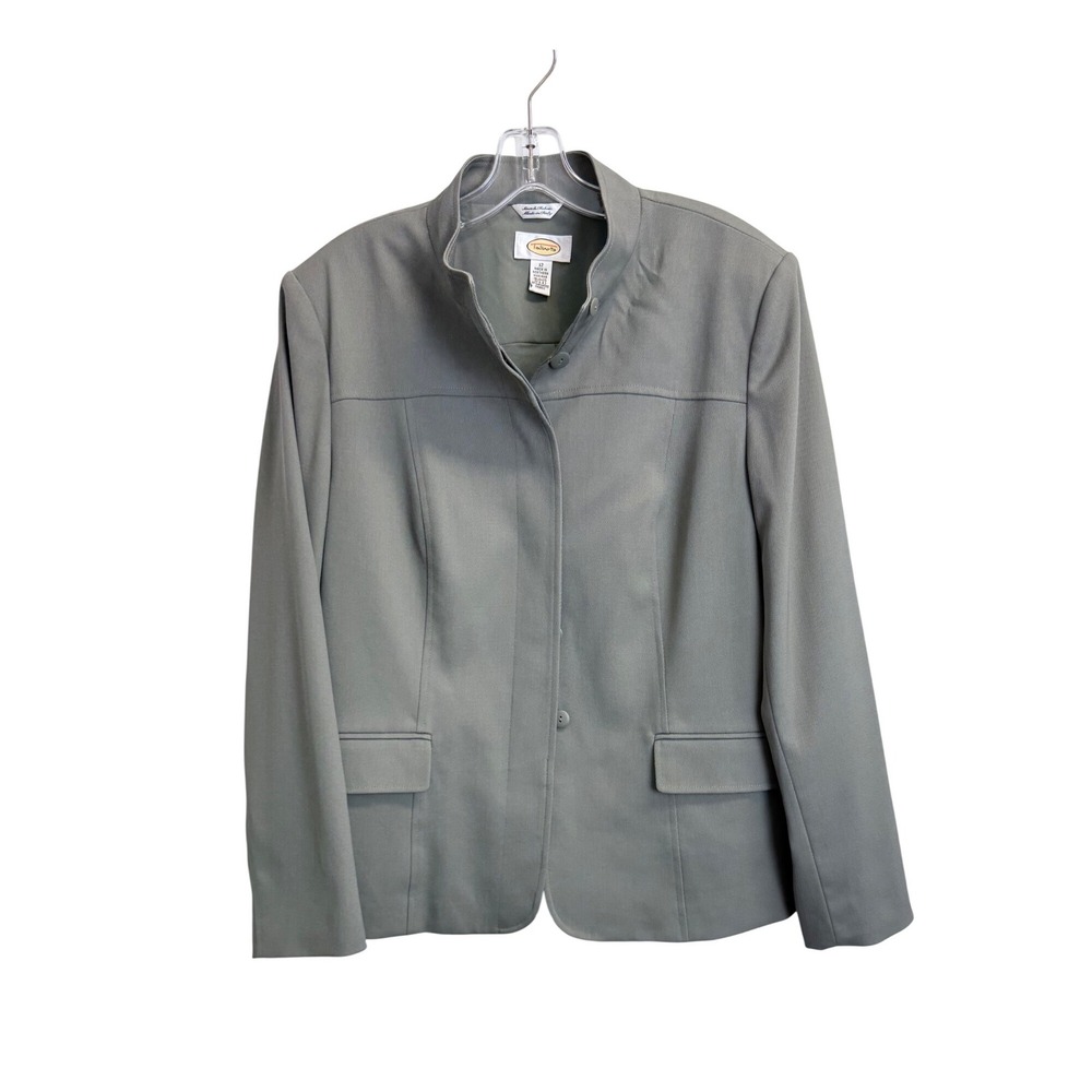 Talbots Women 12 Sage Green Stretch Fabric Made in Italy Wool‎ Blend Blazer